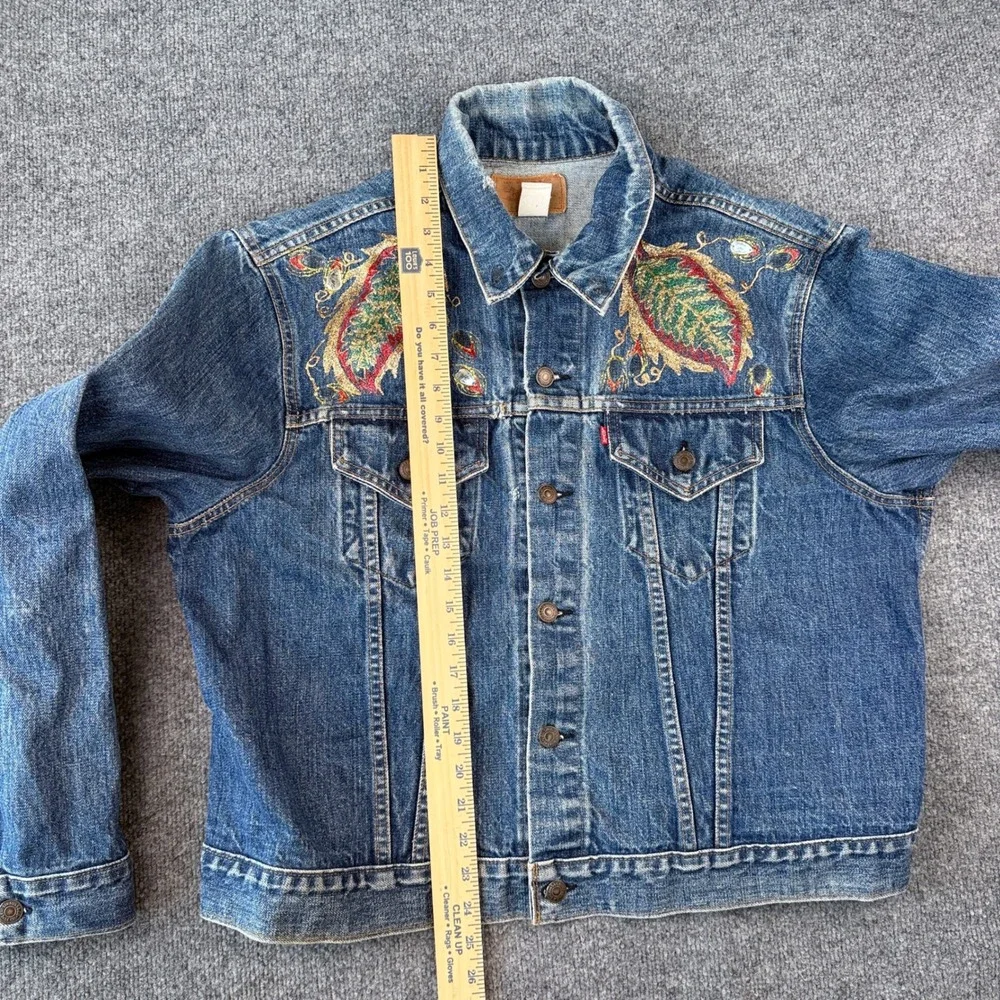 Vintage 70s Levis Jacket Mens 50 2XL Blue Glitter Art Type 3 Made in USA